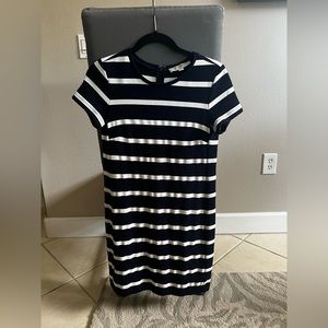 Loft crewneck navy & white striped shift dress (fitted but stretchy)
